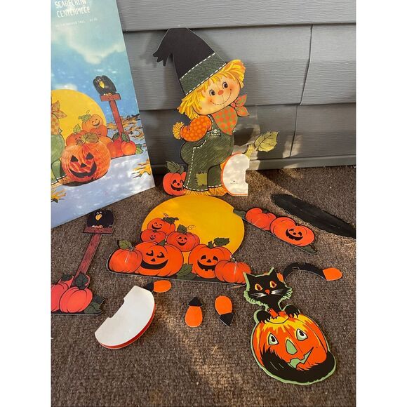 Vintage Hallmark Honeycomb Centerpiece Lot CAT WITCH SCARECROW TURKEY - Picture 7 of 11